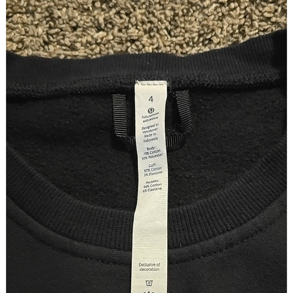 Lululemon Pullover Crewneck Sweatshirt P30416 Faded Black Size 4 Kangaroo Pocket - Picture 3 of 9